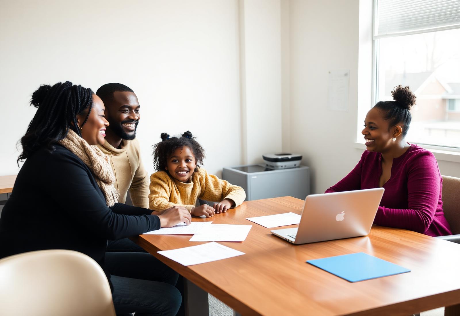 Ohio family meeting with a housing counselor to review homeownership readiness.